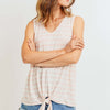 Sleeveless Front Tie Striped Top - Coral