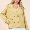 Mittoshop Double Breasted Long Sleeve Trench Coat Jacket - Yellow