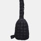 Black Bella Road Quilted Nylon Crossbody Bag with adjustable strap, lightweight and trendy design for stylish adventures.