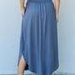 DOUBLJU Comfort Princess Full Size High Waist Scoop Hem Maxi Skirt in Dusty Blue at Bella Road