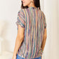 DOUBLE TAKE Multicolored Stripe Notched Neck Top at Bella Road