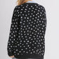 Back view of Umgee polka dot open front cardigan, featuring a stylish drop shoulder design in soft fabric.