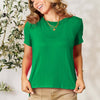 Round Neck Short Sleeve T-Shirt | Full Size - Mid Green