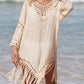 Cutout Fringe Scoop Neck Cover-Up