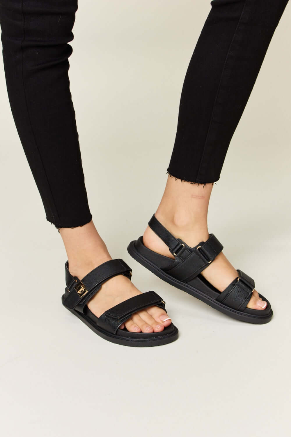 WILD DIVA Velcro Double Strap Slingback Sandals at Bella Road