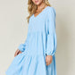 DOUBLE TAKE Full Size V-Neck Balloon Sleeve Tiered Dress at Bella Road