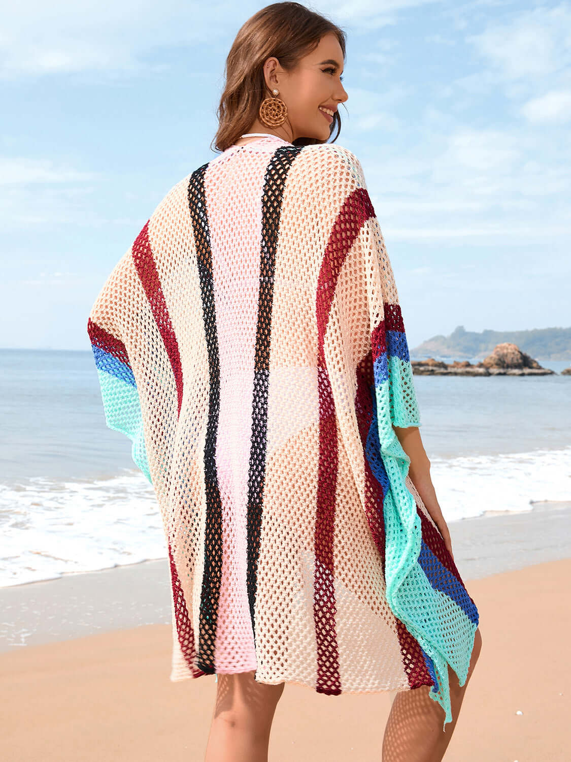 BELLA ROAD Openwork Color Block Plunge Cover-Up at Bella Road