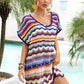 BELLA ROAD Rainbow Stripe Scalloped V-Neck Cover-Up Dress at Bella Road