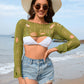 BELLA ROAD Distressed Boat Neck Long Sleeve Cover Up at Bella Road