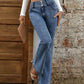 Stylish Bella Road Bootcut Jeans featuring pockets, medium wash, and a trendy buttoned design. Perfect for casual outings!