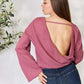 CULTURE CODE Full Size Waffle-Knit Round Neck Long Sleeve Blouse at Bella Road