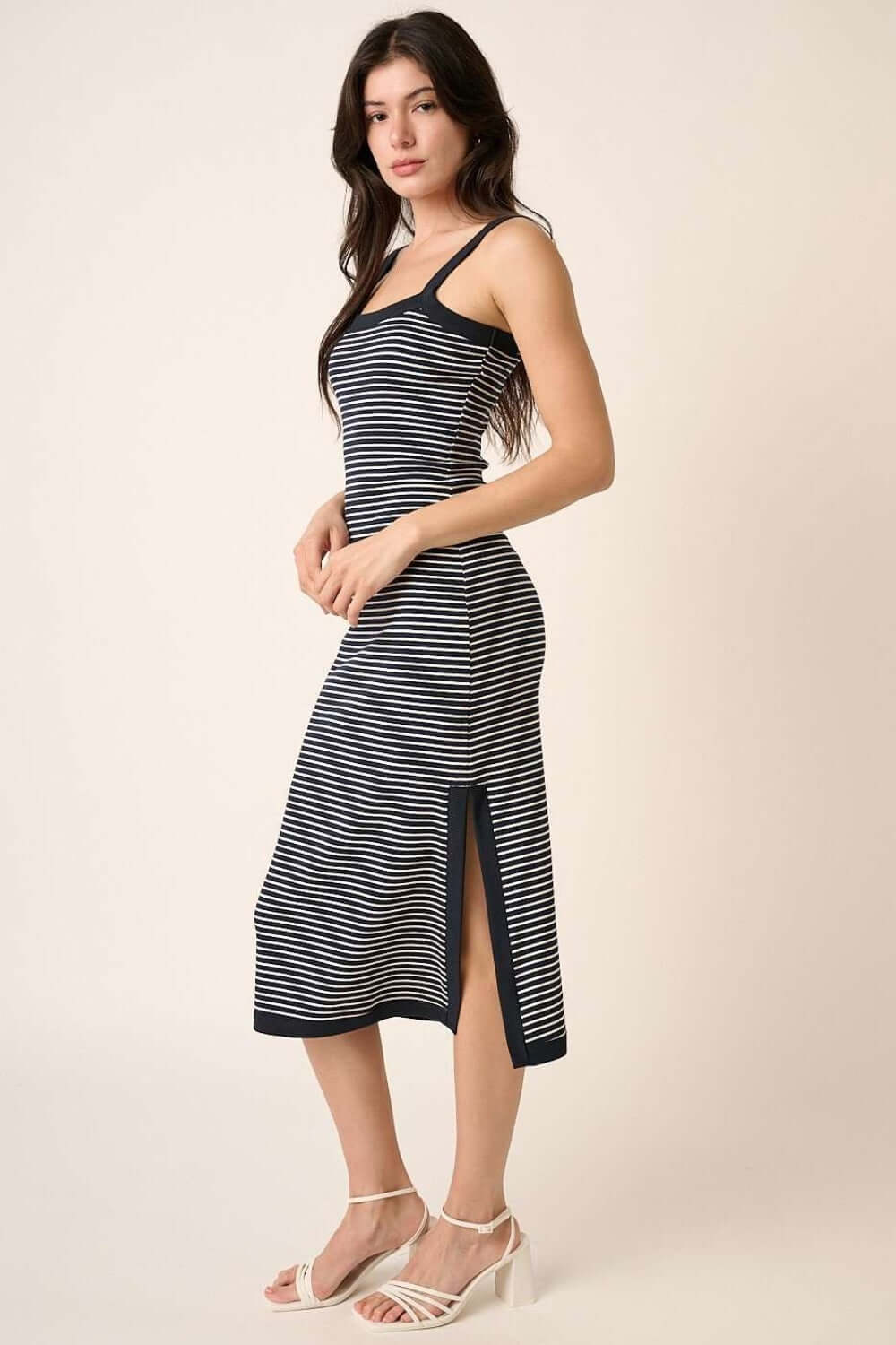 MITTOSHOP Contrast Striped Midi Cami Dress at Bella Road