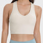 Millennia Scoop Neck Wide Strap Active Tank in light color, featuring ribbed texture and stylish scoop neckline for activewear.