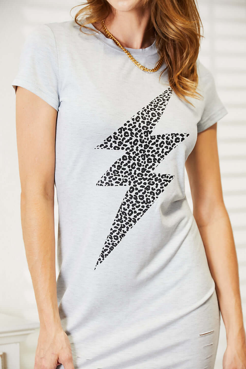 DOUBLE TAKE Leopard Lightning Graphic Tee Dress at Bella Road