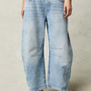 Wide Leg Jeans with Pockets - Light Blue