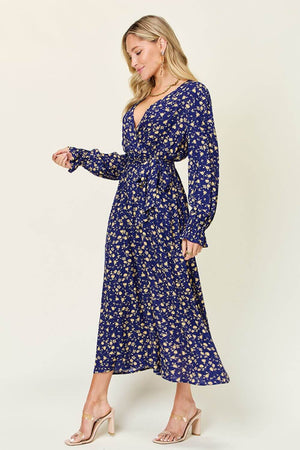 DOUBLE TAKE Full Size Tie Back Flounce Sleeve Dress at Bella Road