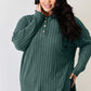 Ribbed Half Button Long Sleeve High-Low T-Shirt