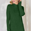 Ribbed Mock Neck Long Sleeve T-Shirt - Green