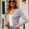 Bella Road Button Up Long Sleeve Cardigan - Gray