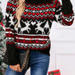 Woman wearing angel wings reindeer sweater with round neck, festive design, perfect for holiday cheer and cozy winter vibes.