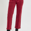 RISEN Full Size High Rise Straight Jeans with Patch Pockets - Wine