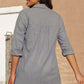 BELLA ROAD Button-Up Longline Shirt with Breast Pockets at Bella Road