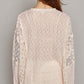 POL Round Neck Long Sleeve Raw Edge Lace Top at Bella Road