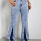 Bella Road Contrast Bootcut Jeans with Pockets, showcasing stylish design and flattering fit for modern fashion lovers.