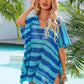 BELLA ROAD Tassel Openwork Striped V-Neck Cover Up at Bella Road