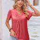 DOUBLE TAKE Ruched V-Neck Short Sleeve T-Shirt at Bella Road