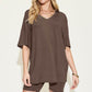 BASIC BAE Full Size V-Neck Drop Shoulder T-Shirt and Shorts Set at Bella Road