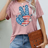 US Flag Peace Sign Hand Graphic Tee - Blush Pink