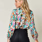 DOUBLE TAKE Full Size Printed Button Up Long Sleeve Shirt at Bella Road