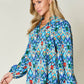 DOUBLE TAKE Full Size Printed Balloon Sleeve Blouse at Bella Road