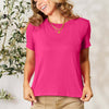 Round Neck Short Sleeve T-Shirt | Full Size - Deep Rose