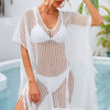 Fringe Trim Openwork Cover Up - White