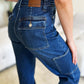 High Waist Straight Cargo Judy Blue Jeans with back pockets and durable denim fabric.