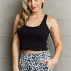 Bow Down Sleeveless Ruffle Crop Top - Black