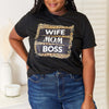 WIFE MOM BOSS Leopard Graphic T-Shirt - Black