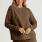 DOUBLE TAKE Full Size Texture Long Sleeve Top and Drawstring Shorts Set at Bella Road