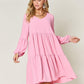 DOUBLE TAKE Full Size V-Neck Balloon Sleeve Tiered Dress at Bella Road