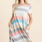 Striped Short Sleeve Dress with Pockets