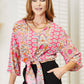 DOUBLE TAKE Tie Hem V-Neck Three-Quarter Sleeve Blouse at Bella Road