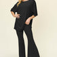 DOUBLE TAKE Full Size Round Neck Drop Shoulder T-Shirt and Flare Pants Set at Bella Road