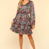 Haptics V-Neck Satin Floral Layered Dress - Multi