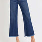 High Rise Raw Hem Cropped Wide Leg Risen Jeans styled with black heels for a chic look