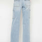 Back view of high waist straight cargo jeans with multiple pockets by Judy Blue Jeans. Trendy, practical, and versatile denim pants.