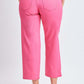 Back view of Model wearing pink Mid-Rise Hyperstretch Cropped Straight Pants by YMI Jeans.