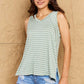 DOUBLJU Full Size Striped Sleeveless V-Neck Top at Bella Road