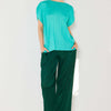 Pleated Elastic-Waist Straight Pants - Hunter Green